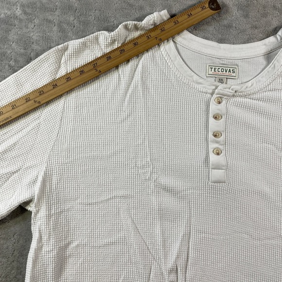 TECOVAS Henley Thermal Shirt Mens XXL White Long Sleeve Western Base Layer - Picture 6 of 11